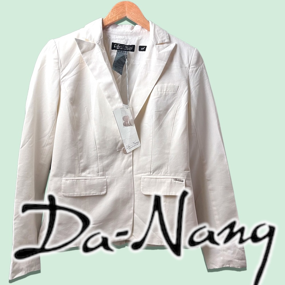 🎉HP!🎉 NWT Da-Nang Eggshell white cotton/silk blazer. Size Small 🕊️ - Picture 2 of 12